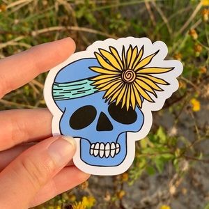 Pastel Punk Girly Goth Flower Crown Skull Sticker